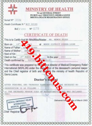 My fathers death certificate